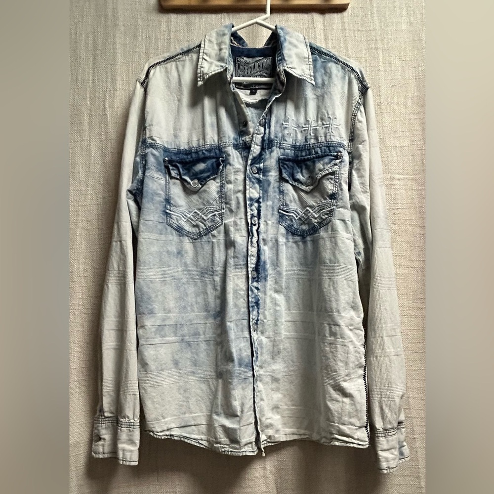 Affliction Blue Tie-Dye Shirt
